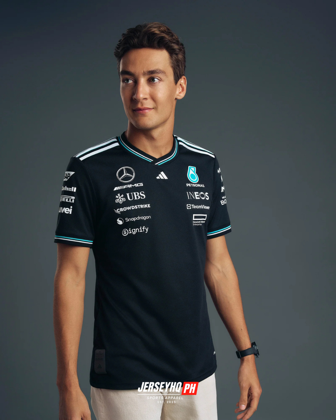 Mercedes AMG Petronas F1 2025 Team Driver T-Shirt - Black