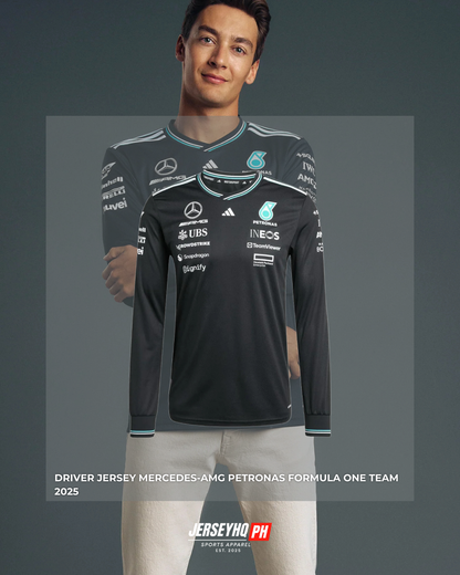Mercedes AMG Petronas F1 2025 Team Driver  Long Sleeve T-Shirt - Black