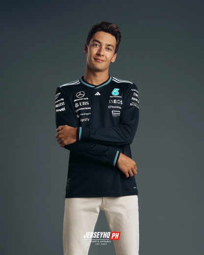 Mercedes AMG Petronas F1 2025 Team Driver  Long Sleeve T-Shirt - Black
