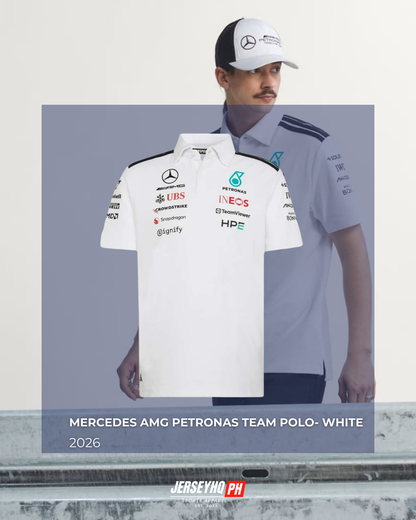 Mercedes AMG Petronas F1 2026 Team Polo - White